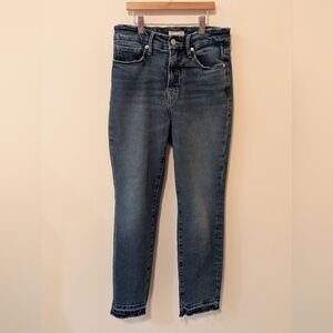 Good American High Waisted Cropped Raw Hem Medium Wash Skinny Denim Jeans 4 / 27